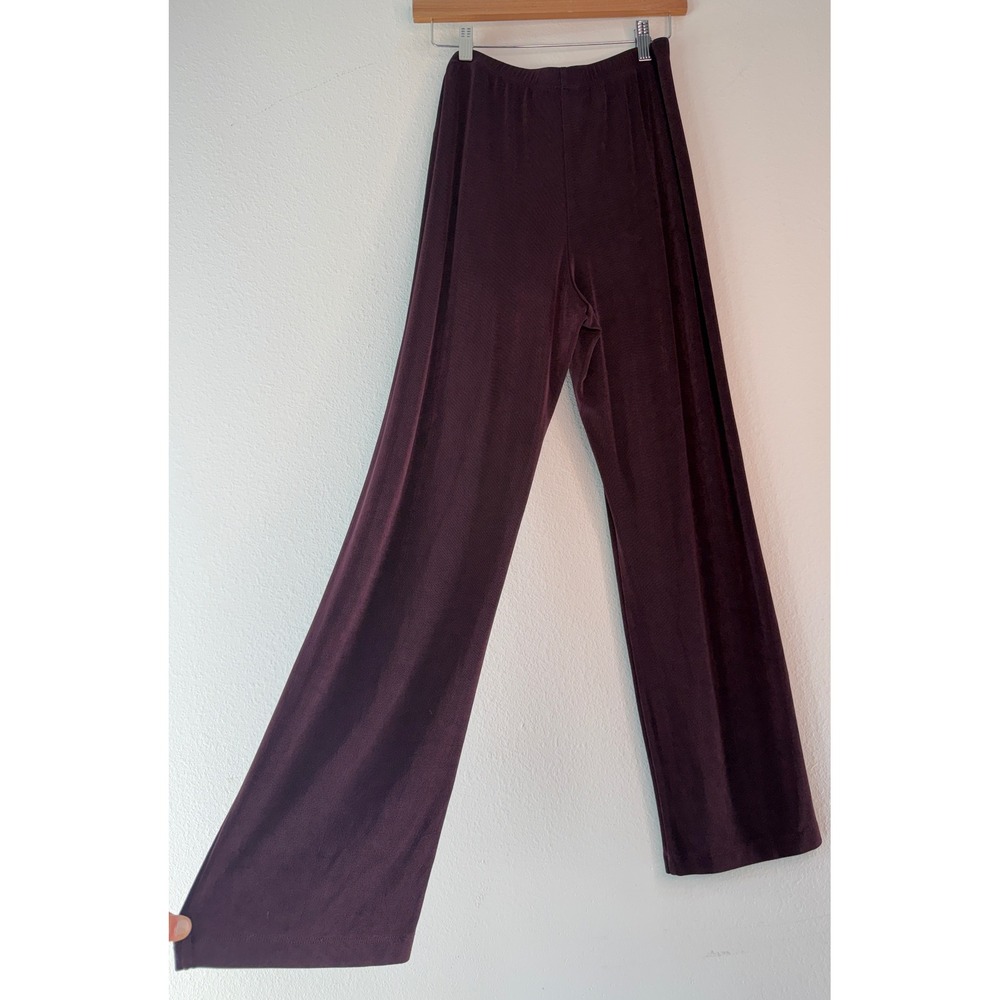 Chicos Travelers Plum Purple Slinky Knit Pants Pull On Elastic Waist Prep Med - Picture 5 of 10